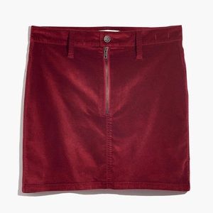 Madewell Stretch Velveteen Straight Zip Mini Skirt